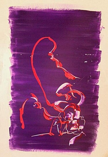 Pittura intitolato "rouge violet" da Delphine Bernard, Opera d'arte originale, Olio