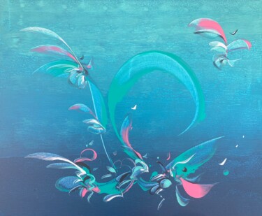 Картина под названием "OCÉANE" - Delphine Bernard, Подлинное произведение искусства, Акрил Установлен на Деревянная рама для…