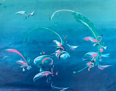 Malerei mit dem Titel "OCÉANA -2-" von Delphine Bernard, Original-Kunstwerk, Acryl Auf Andere starre Platte montiert