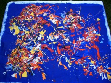 Painting titled "grand bleu batz" by Delphine Bernard, Original Artwork, Oil