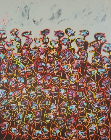 Pintura titulada "Nématoïdes des plai…" por Delphine Dessein, Obra de arte original, Acrílico Montado en Bastidor de camilla…