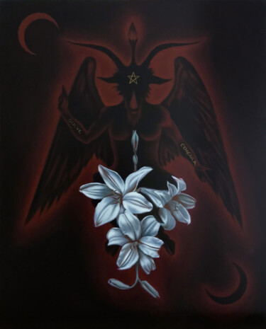 Painting titled "Absolution" by Delphyne Veyrat D'Urbet, Original Artwork, Oil Mounted on Wood Panel