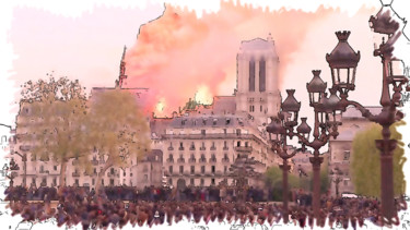 Digital Arts titled "Notre-Dame de Paris…" by Jamy Delpias, Original Artwork, Digital Painting