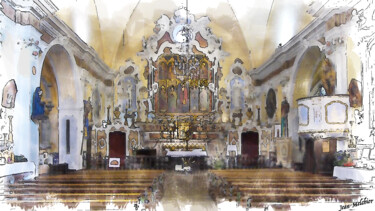 Digital Arts με τίτλο "Eglise Sainte Rosal…" από Jamy Delpias, Αυθεντικά έργα τέχνης, Ψηφιακή ζωγραφική