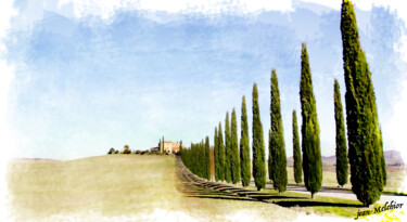 Arts numériques intitulée "Paysage de Toscane…" par Jamy Delpias, Œuvre d'art originale, Peinture numérique