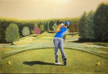 Peinture intitulée "Golfeur 2" par Manuel Monteiro, Œuvre d'art originale, Huile Monté sur Châssis en bois