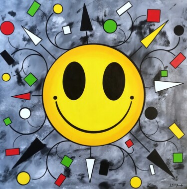 Painting titled "Gardes le smile" by Rémy Demestre, Original Artwork, Acrylic Mounted on Wood Stretcher frame