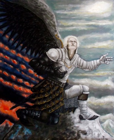 Pintura intitulada "Angel cayendo. Fall…" por Yolanda Molina Brañas (demonio), Obras de arte originais, Óleo