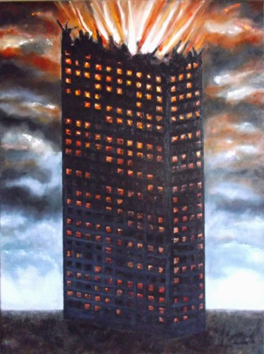 Schilderij getiteld "La Torre" door Yolanda Molina Brañas (demonio), Origineel Kunstwerk, Olie