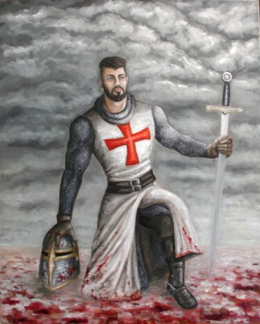 Painting titled "Deus lo vult" by Yolanda Molina Brañas (demonio), Original Artwork, Oil