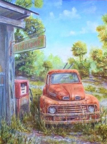 Peinture intitulée "La vieille ford" par Philippe Demory, Œuvre d'art originale, Huile