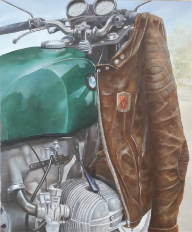 Ζωγραφική με τίτλο "BMW" από Philippe Demory, Αυθεντικά έργα τέχνης, Λάδι Τοποθετήθηκε στο Ξύλινο φορείο σκελετό