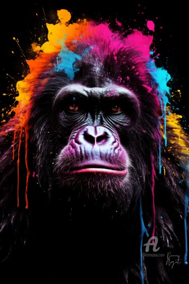 Arte digital titulada "A Prismatic Gorilla…" por Denis Agati, Obra de arte original, Fotografía digital