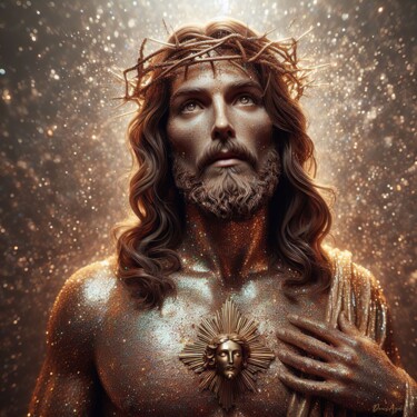 「Jesus Christ with c…」というタイトルのデジタルアーツ Denis Agatiによって, オリジナルのアートワーク, AI生成画像