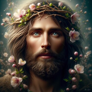 Arts numériques intitulée "Portrait of Jesus C…" par Denis Agati, Œuvre d'art originale, Image générée par l'IA
