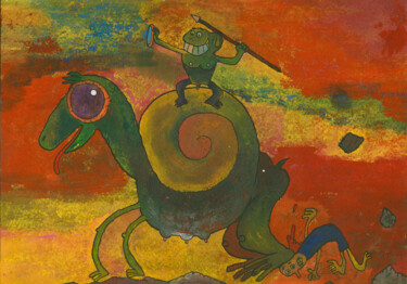 Peinture intitulée "Всадник Апокалипсис…" par Denis Aleksandrovich, Œuvre d'art originale, Gouache