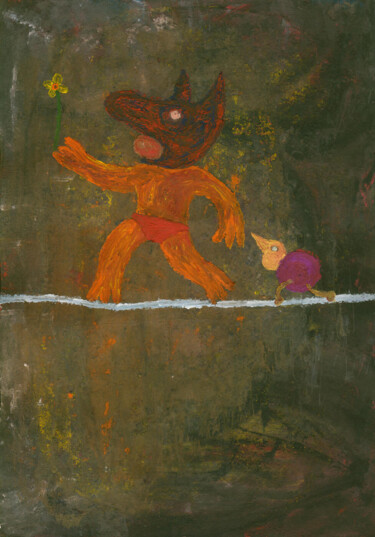 Pintura titulada ""Канатоходцы"" por Denis Aleksandrovich, Obra de arte original, Gouache