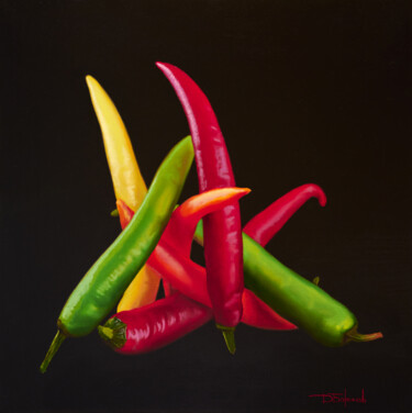 Pittura intitolato "Peppers" da Denis Barinov, Opera d'arte originale, Olio Montato su Telaio per barella in legno