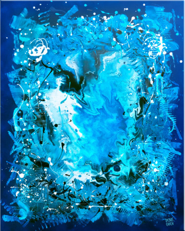 Schilderij getiteld "BLUE BALAGAN" door Denis Chich, Origineel Kunstwerk, Acryl Gemonteerd op Frame voor houten brancard