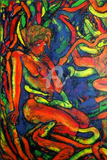 Malerei mit dem Titel "Dikuntri" von Denis Michel (2nyss), Original-Kunstwerk, Acryl Auf Keilrahmen aus Holz montiert