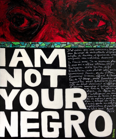 Schilderij getiteld "I am not your negro…" door Denis Vincent, Origineel Kunstwerk, Acryl Gemonteerd op Frame voor houten br…