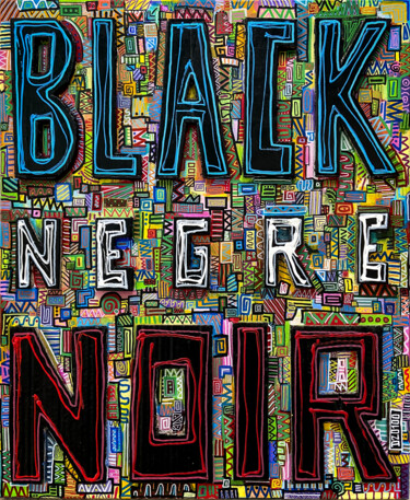 Картина под названием "NOIR #8" - Denis Vincent, Подлинное произведение искусства, Акрил Установлен на Деревянная рама для н…