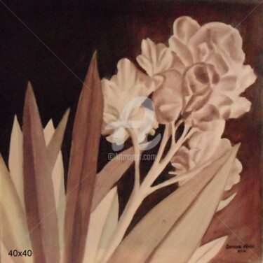 Painting titled "negative flouers" by Denisa Paho, Original Artwork, Oil