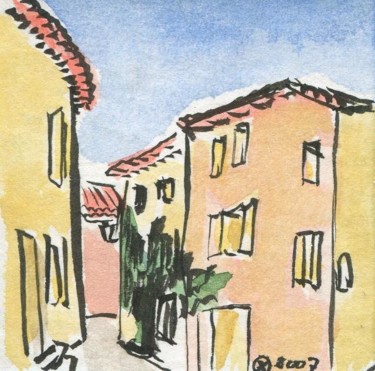 Dessin intitulée "Rue du Barroux, Pro…" par Denis Demouge, Œuvre d'art originale