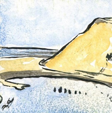 Dessin intitulée "Landes, Plage du co…" par Denis Demouge, Œuvre d'art originale