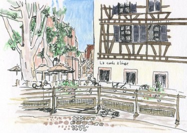 「Strasbourg, la cord…」というタイトルの描画 Denis Demougeによって, オリジナルのアートワーク