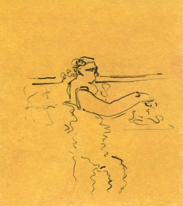 Dessin intitulée "Suzanne à la piscin…" par Denis Demouge, Œuvre d'art originale