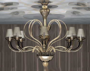 Цифровое искусство под названием "Loona chandelier" - Denise Gemin, Подлинное произведение искусства, Объекты