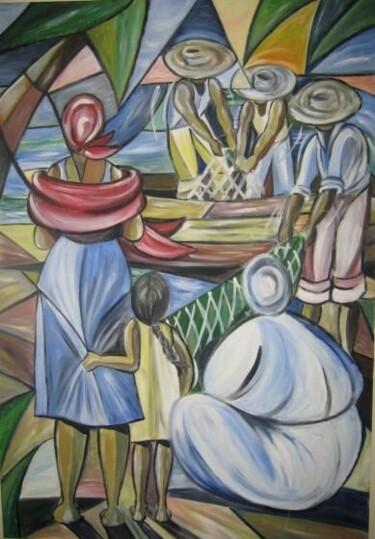 Schilderij getiteld "MULHERES DE PESCADO…" door Denise Helena Ckless, Origineel Kunstwerk