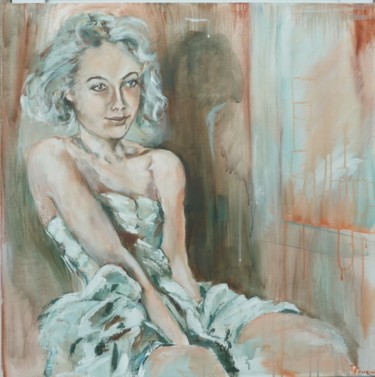 Schilderij getiteld "Jeune Femme" door Denise Fouque, Origineel Kunstwerk, Acryl