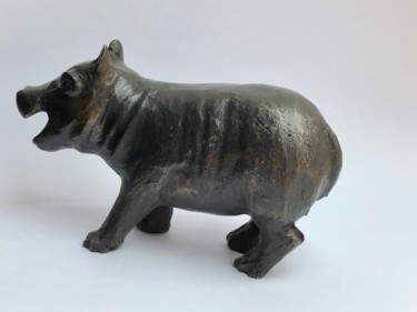 Scultura intitolato "bébé Hippopotame" da Denis Thebaudeau, Opera d'arte originale, Metalli