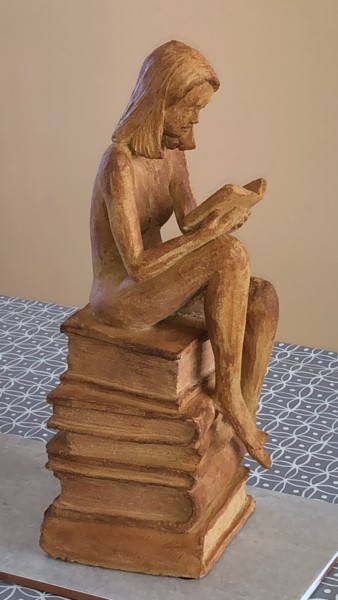 Skulptur mit dem Titel "la lecture" von Denis Thebaudeau, Original-Kunstwerk, Terra cotta