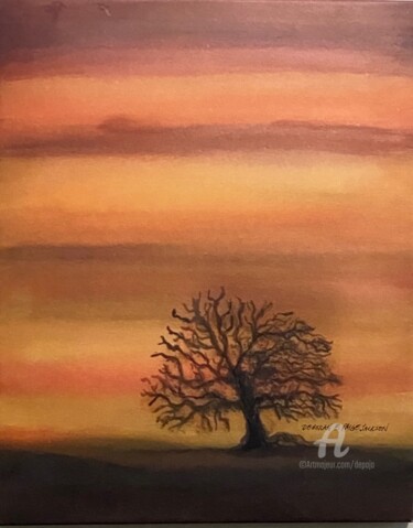 Peinture intitulée "Lone Tree" par Deborah Paige Jackson, Œuvre d'art originale, Aquarelle Monté sur Autre panneau rigide