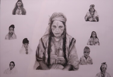 Dessin intitulée "algerian_women" par Depict Sofia, Œuvre d'art originale, Graphite