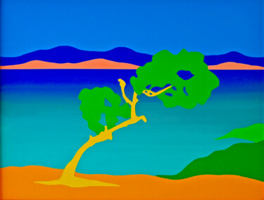 Arte digital titulada "Leaning Tree Akamas" por Derek Harris, Obra de arte original, Impresión digital
