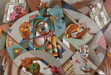 Картина под названием "Натюрморт с рюмочкой" - Sergey Dergun, Подлинное произведение искусства, Масло Установлен на Деревянн…