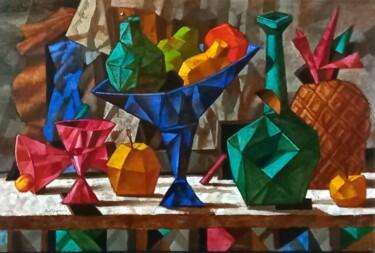 Malarstwo zatytułowany „Blue vase” autorstwa Sergey Dergun, Oryginalna praca, Olej Zamontowany na Drewniana rama noszy