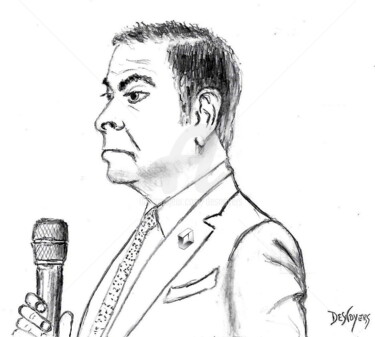 Arts numériques intitulée "Carlos Ghosn" par Desnoyers, Œuvre d'art originale, Crayon