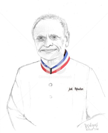 Digital Arts titled "Joël Robuchon" by Desnoyers, Original Artwork, Pencil