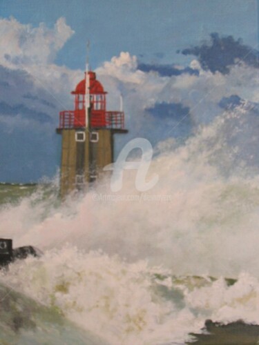 Peinture intitulée "PHARE NORD DE FECAMP" par Desnoyers, Œuvre d'art originale