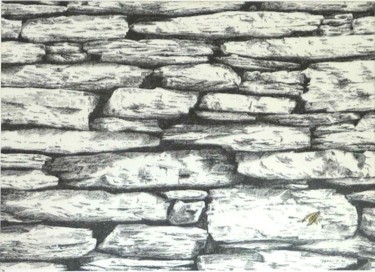 Zeichnungen mit dem Titel "Mur de pierres" von Pierre Fabry, Original-Kunstwerk, Andere