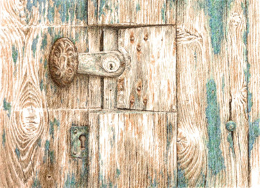 Dessin intitulée "Porte ex-bleue" par Pierre Fabry, Œuvre d'art originale, Encre