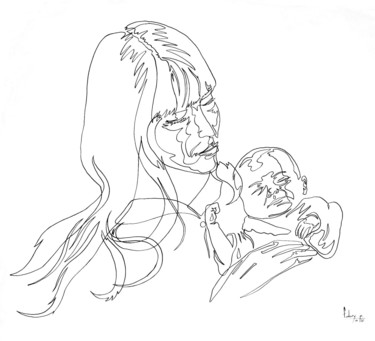 「Maternité」というタイトルの描画 Pierre Fabryによって, オリジナルのアートワーク, インク