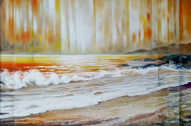 Картина под названием "Golden Sea" - Detelina Zdravkova, Подлинное произведение искусства, Масло