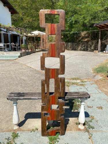 Sculpture titled "Kundalini" by Deusmou, Original Artwork, Wood