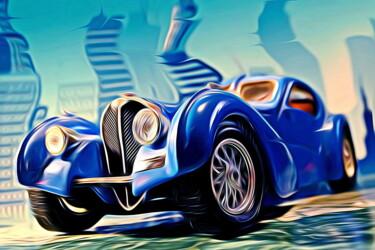 Digitale Kunst getiteld "Bugatti Type 57 - b…" door Deverviers, Origineel Kunstwerk, Digitaal Schilderwerk